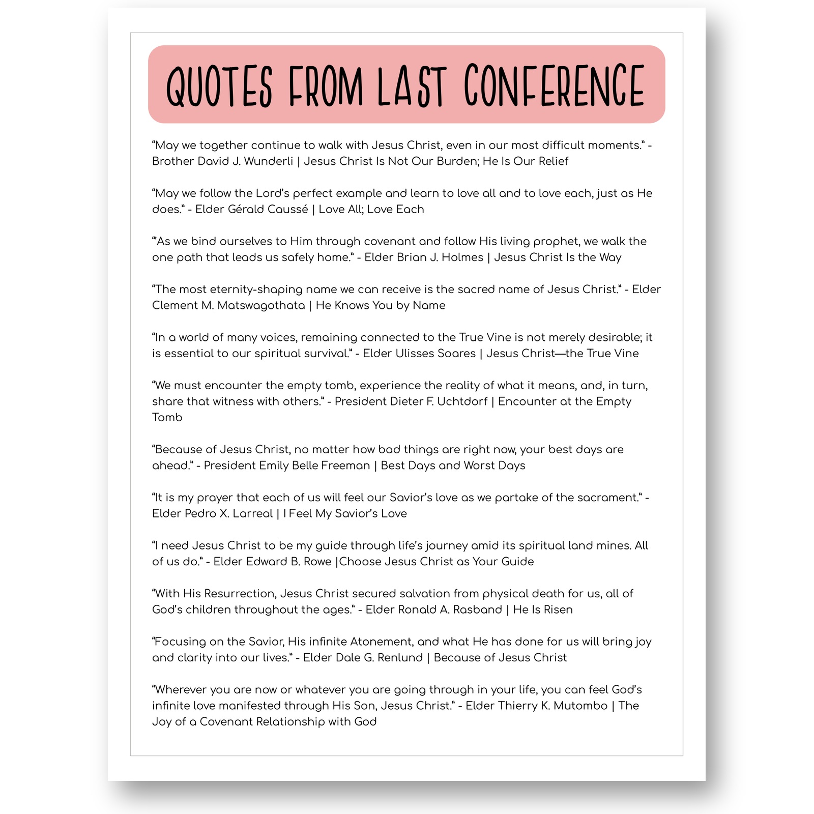 Quotes from the previous General Conference printable page two