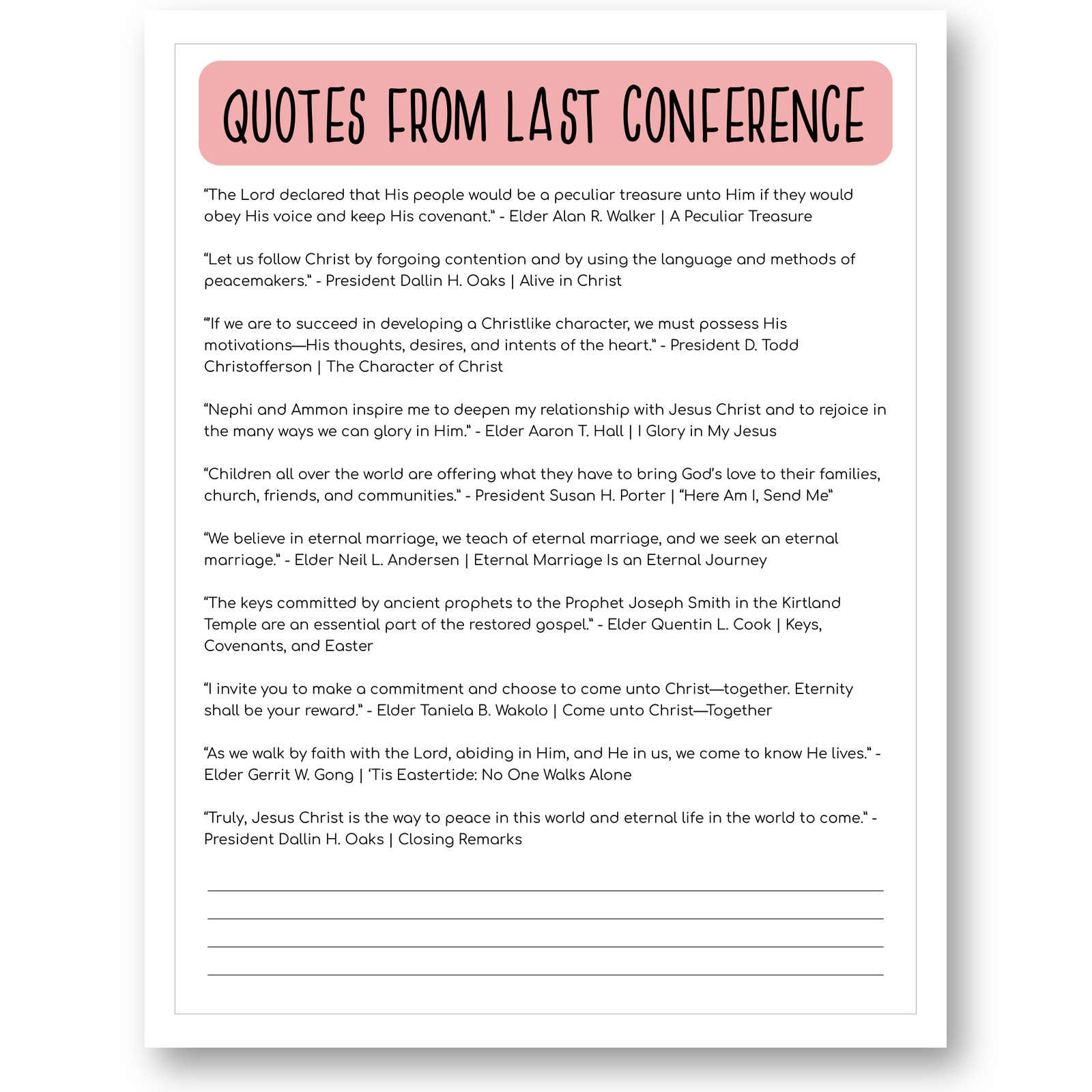 Quotes from the previous General Conference printable page three