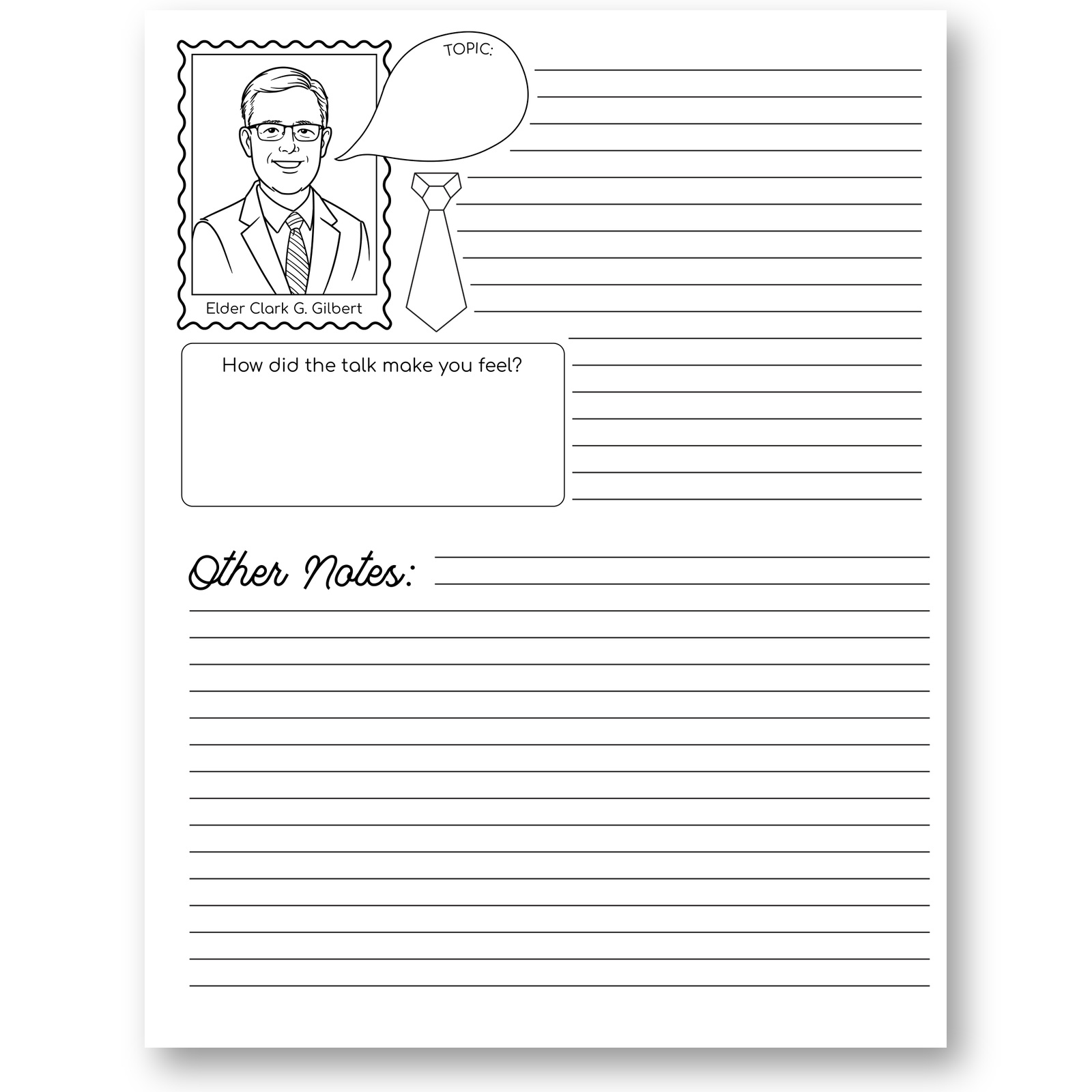 General Conference notes for Elder Gilbert and other speakers