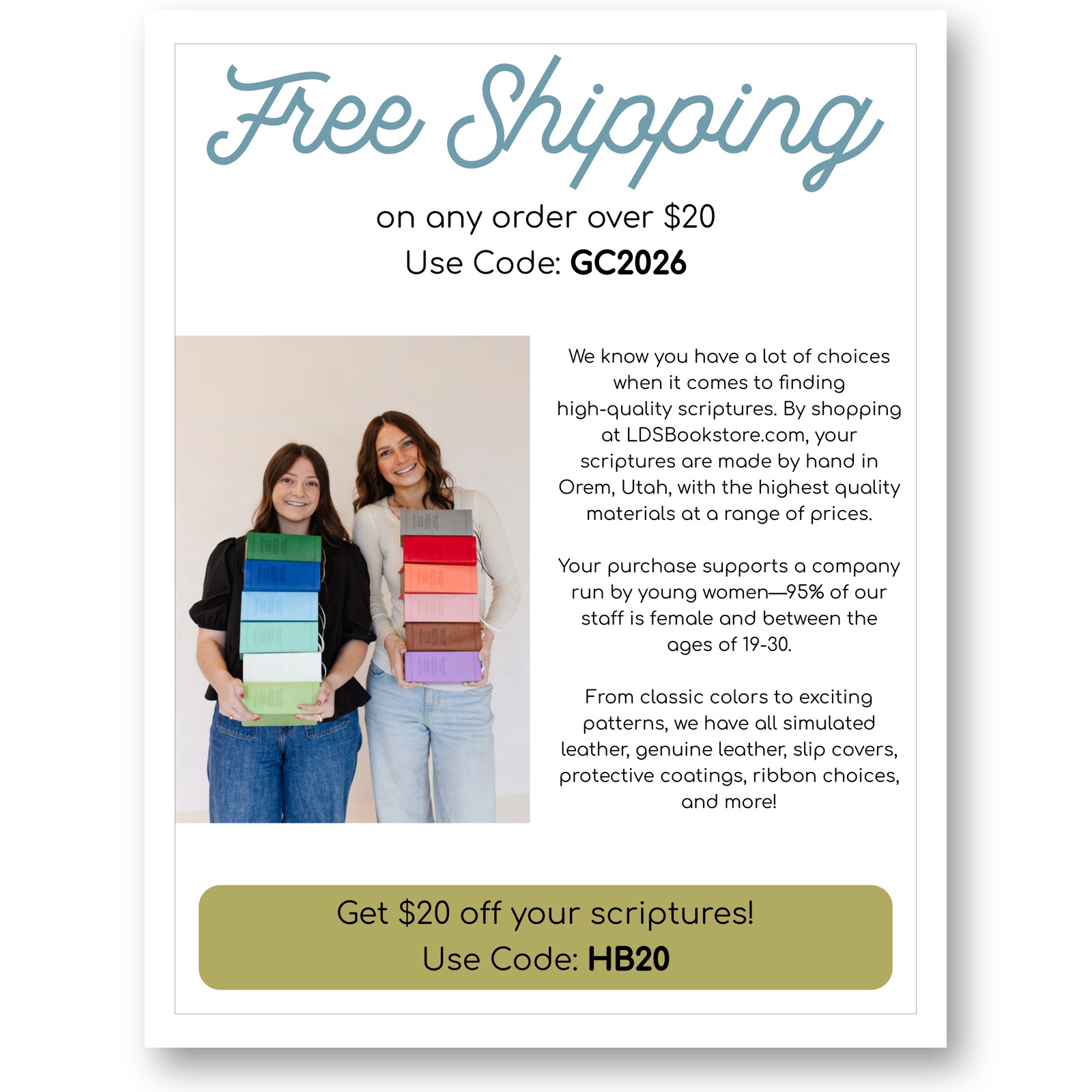General Conference packet free shipping and discount codes