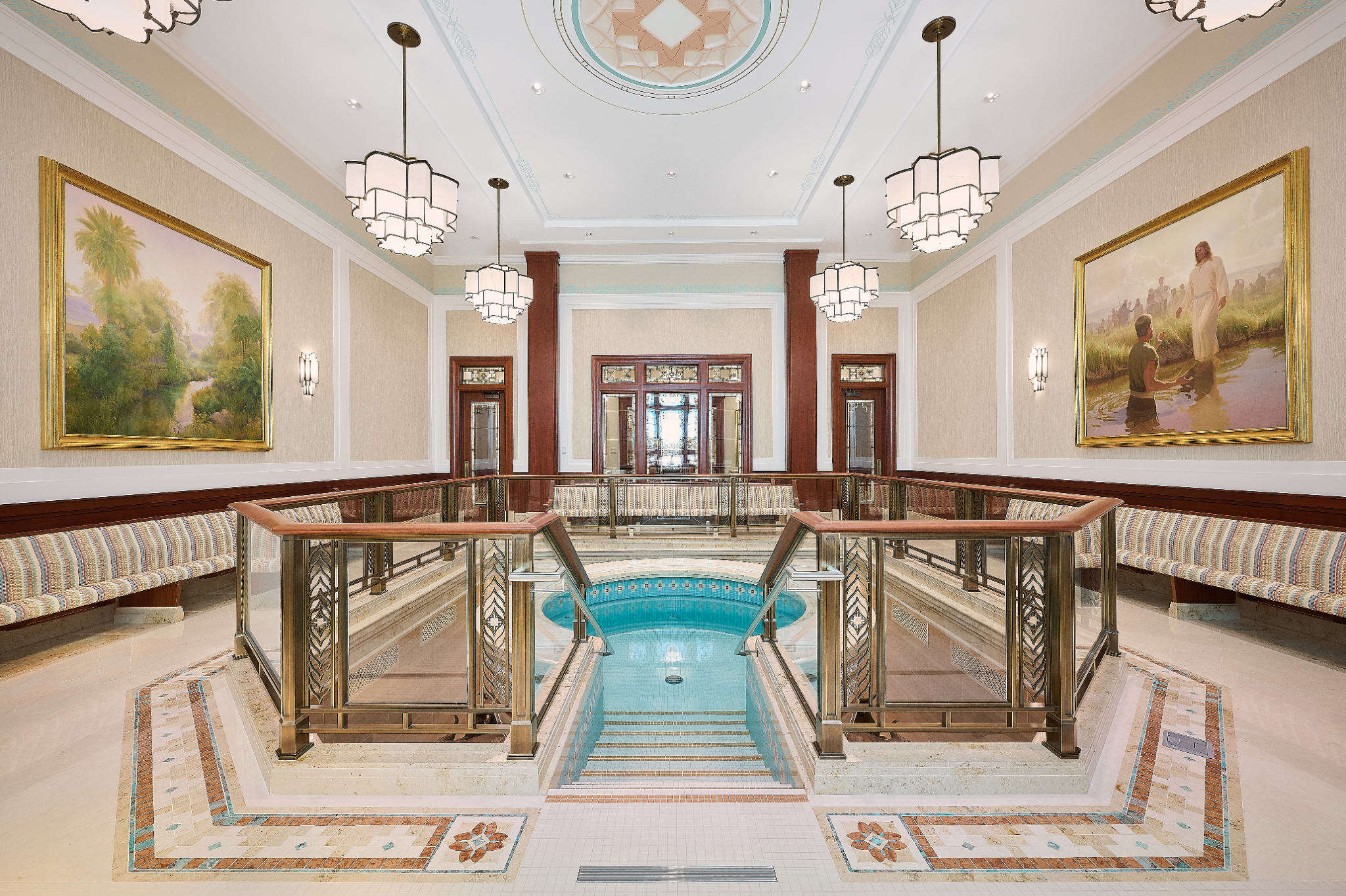 The baptistry of the Farmington New Mexico Temple.