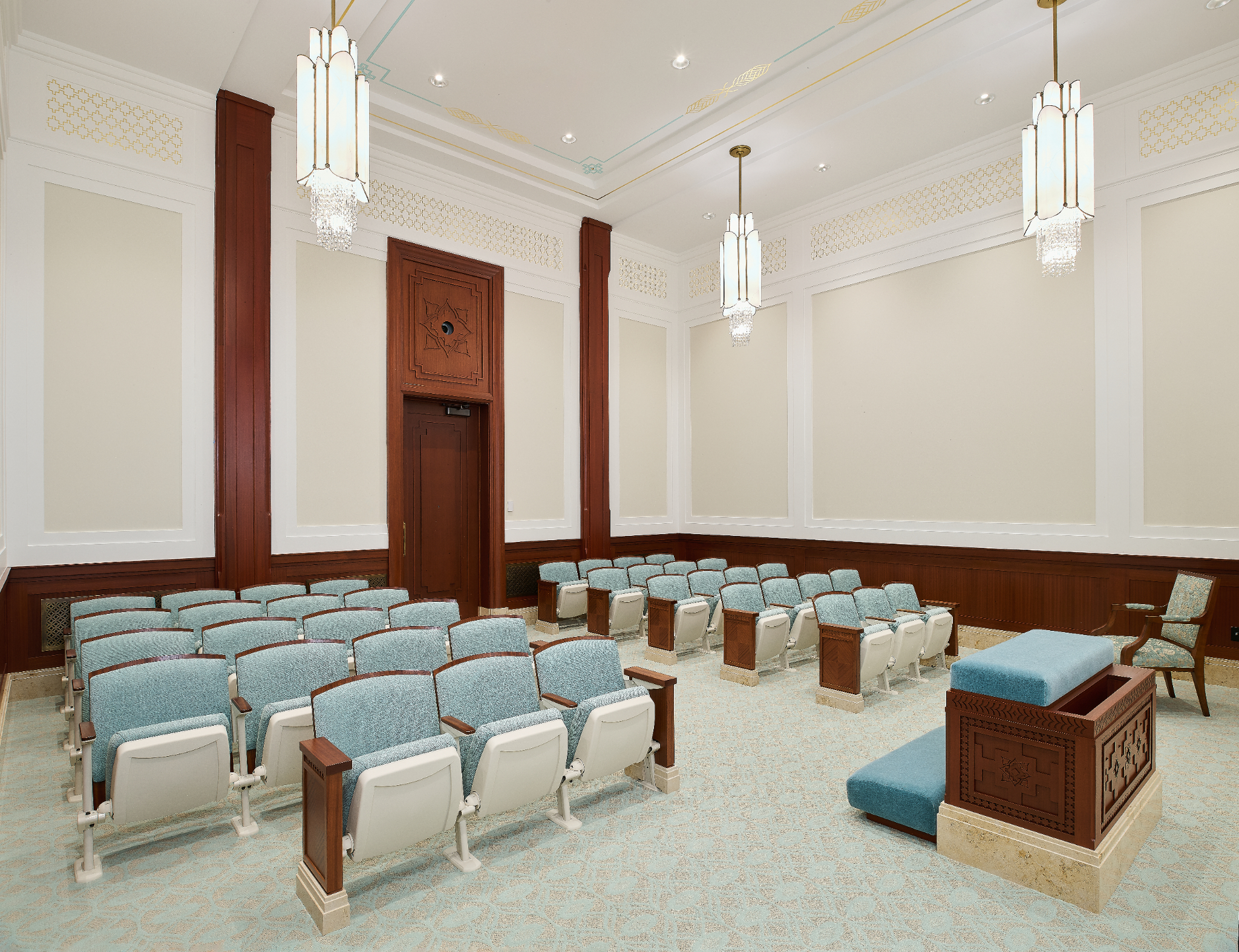 An instruction room inside the Farming New Mexico Temple.